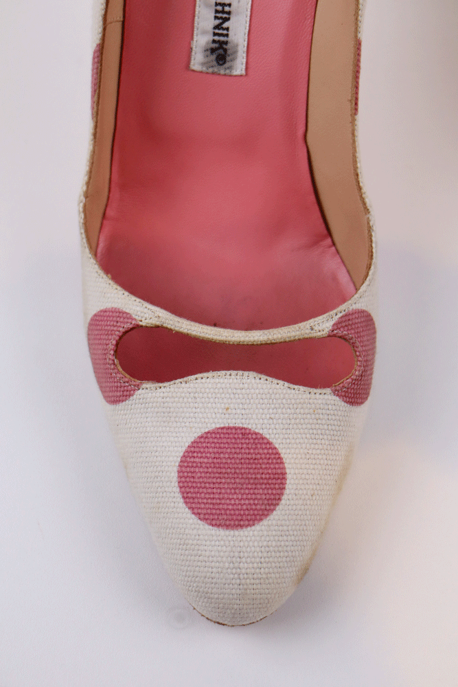 Manolo Blahnik 2000 Polka Dot Canvas Pumps