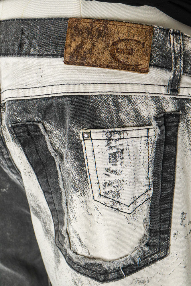 Just Cavalli Black & White Distressed Print Jeans