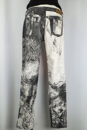 Just Cavalli Black & White Distressed Print Jeans