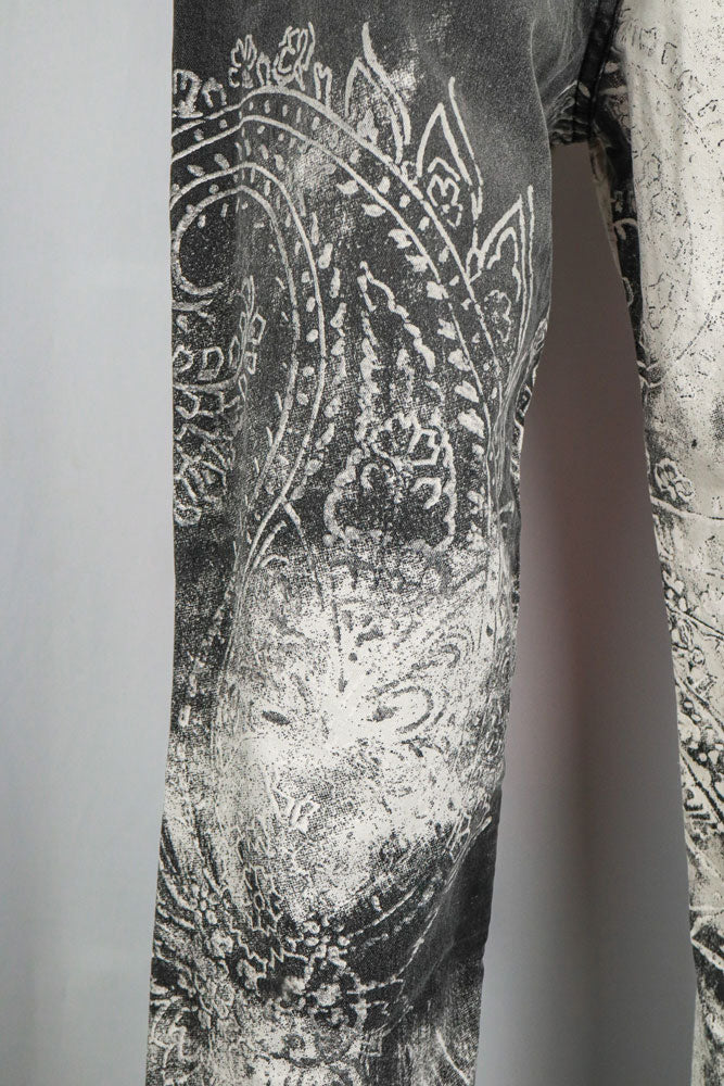 Just Cavalli Black & White Distressed Print Jeans