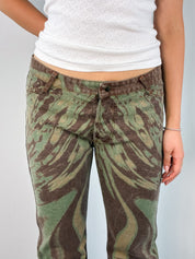 Just Cavalli 2000s Psychedelic Marbled Print Flared Jeans - W32