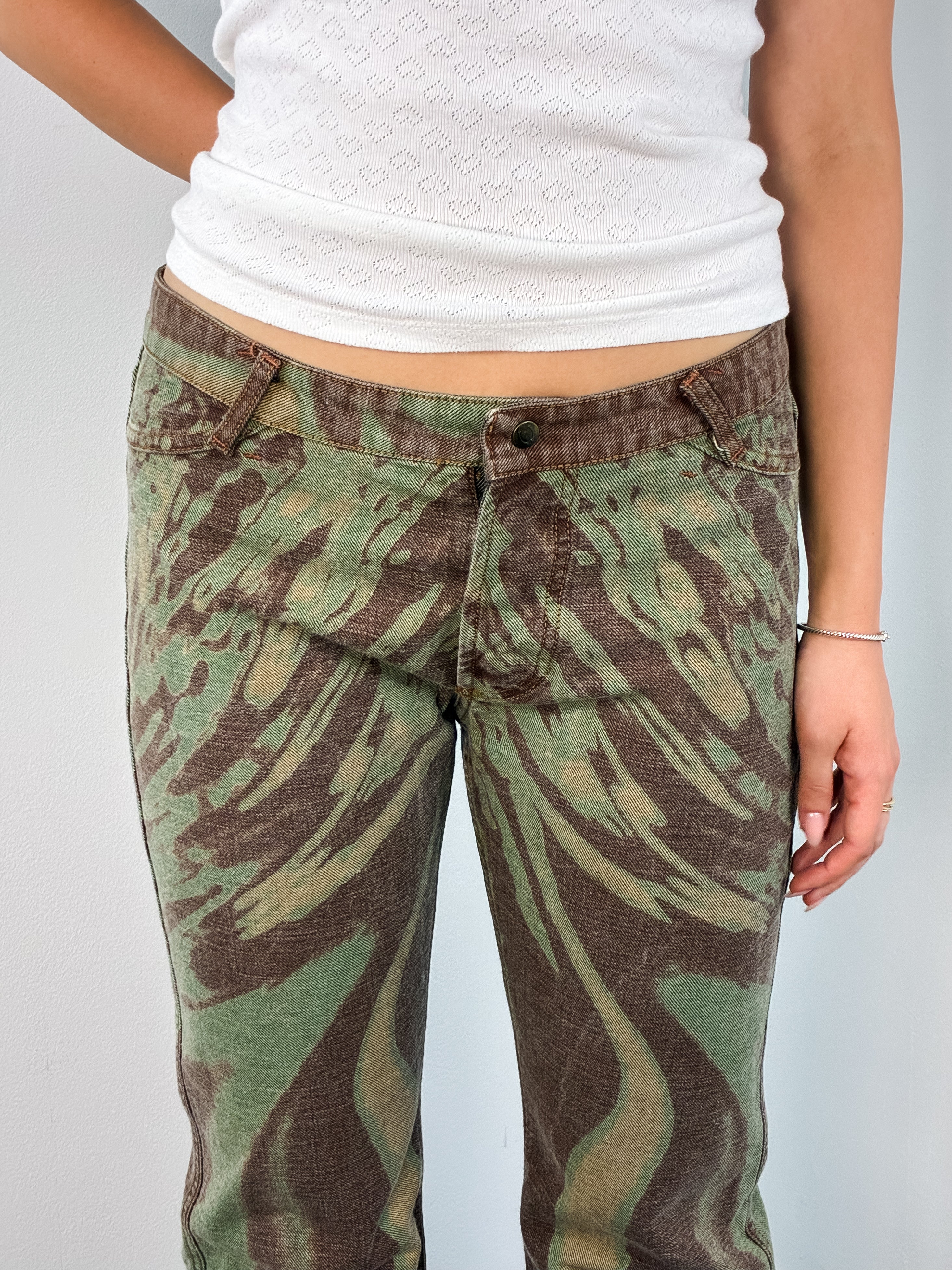 Just Cavalli 2000s Psychedelic Marbled Print Flared Jeans - W32