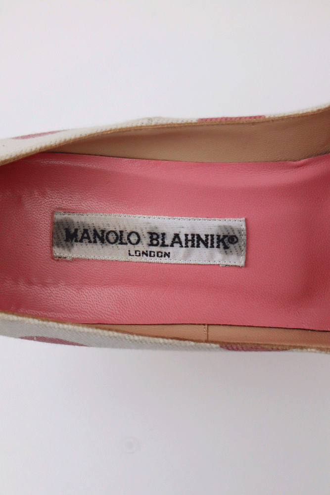 Manolo Blahnik 2000 Polka Dot Canvas Pumps