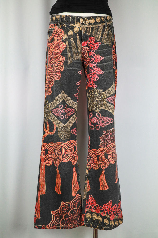 Just Cavalli 2000s Baroque Print Bootcut Jeans