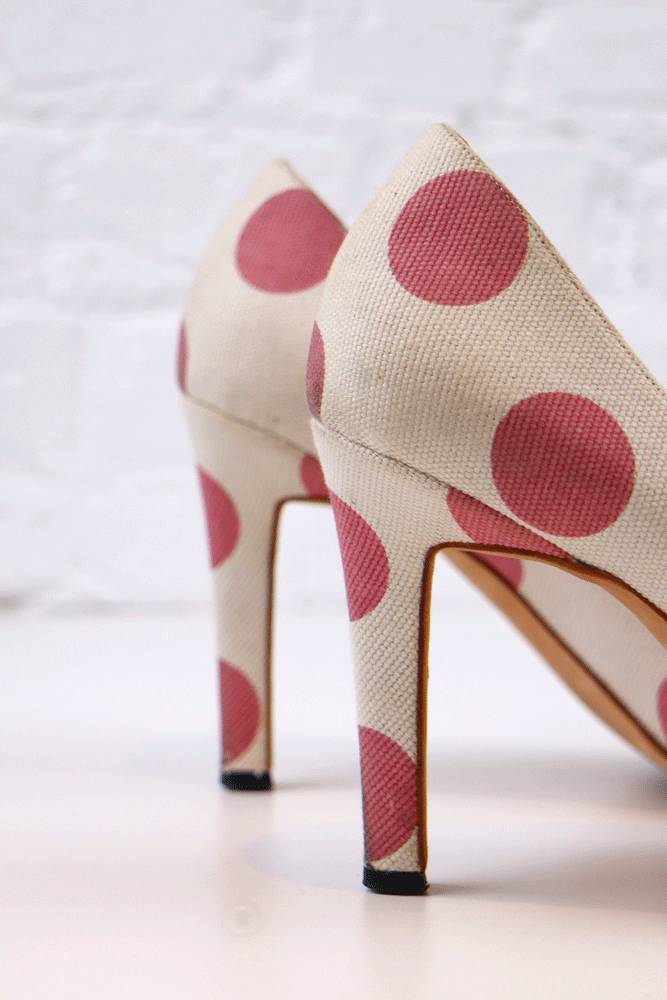 Manolo Blahnik 2000 Polka Dot Canvas Pumps
