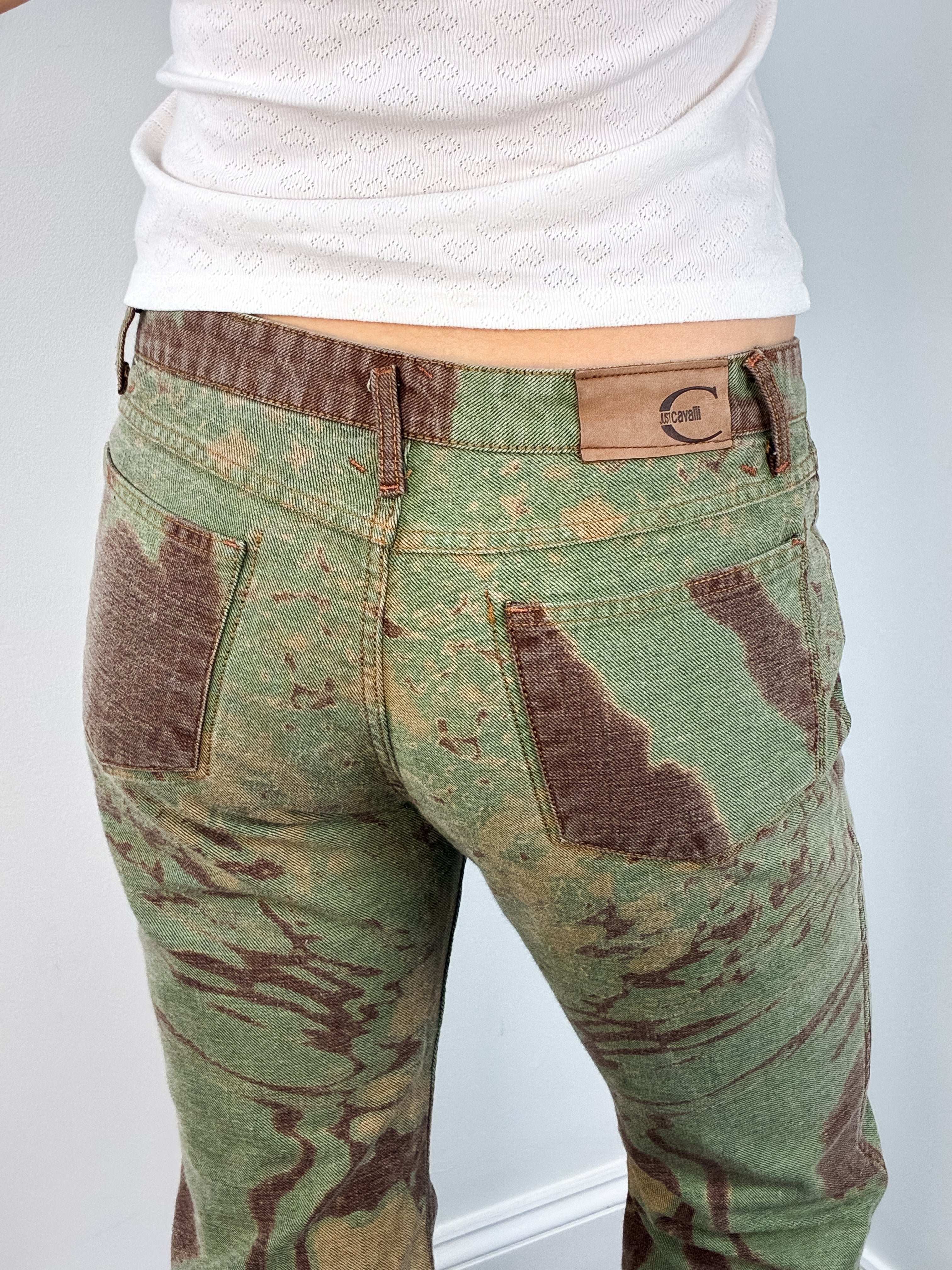 Just Cavalli 2000s Psychedelic Marbled Print Flared Jeans - W32