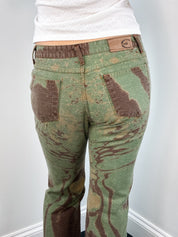 Just Cavalli 2000s Psychedelic Marbled Print Flared Jeans - W32