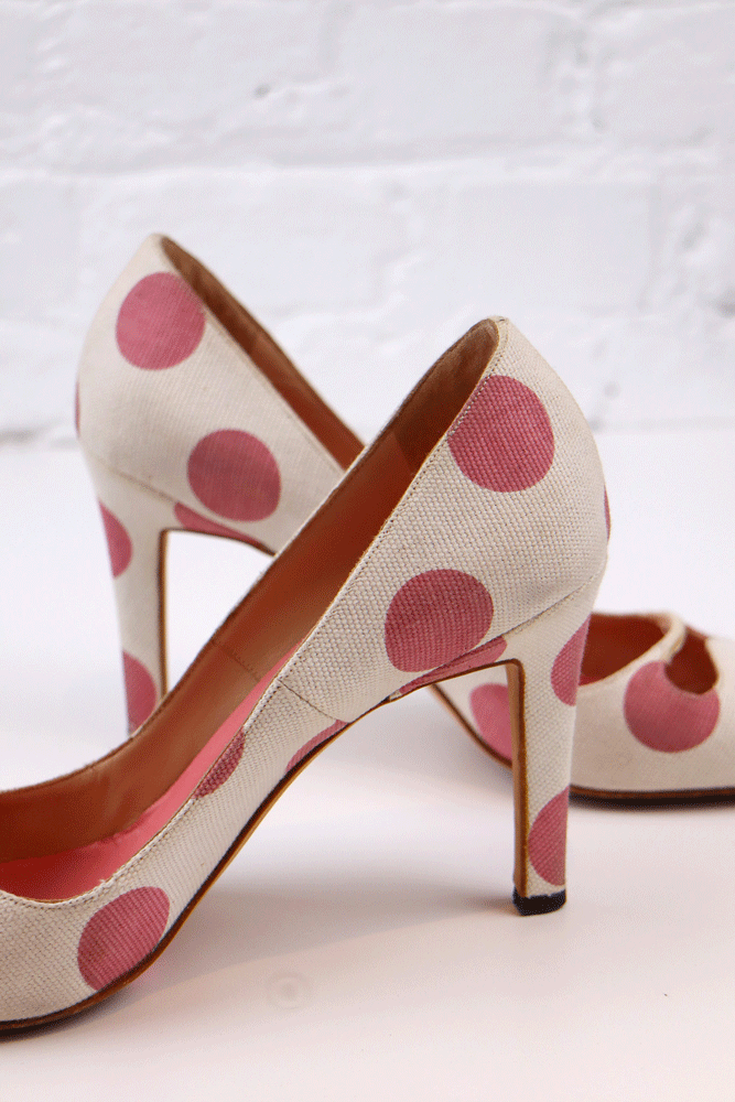 Manolo Blahnik 2000 Polka Dot Canvas Pumps