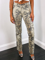 Just Cavalli 2000s Animal Print Flared Jeans - W25