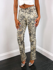 Just Cavalli 2000s Animal Print Flared Jeans - W25