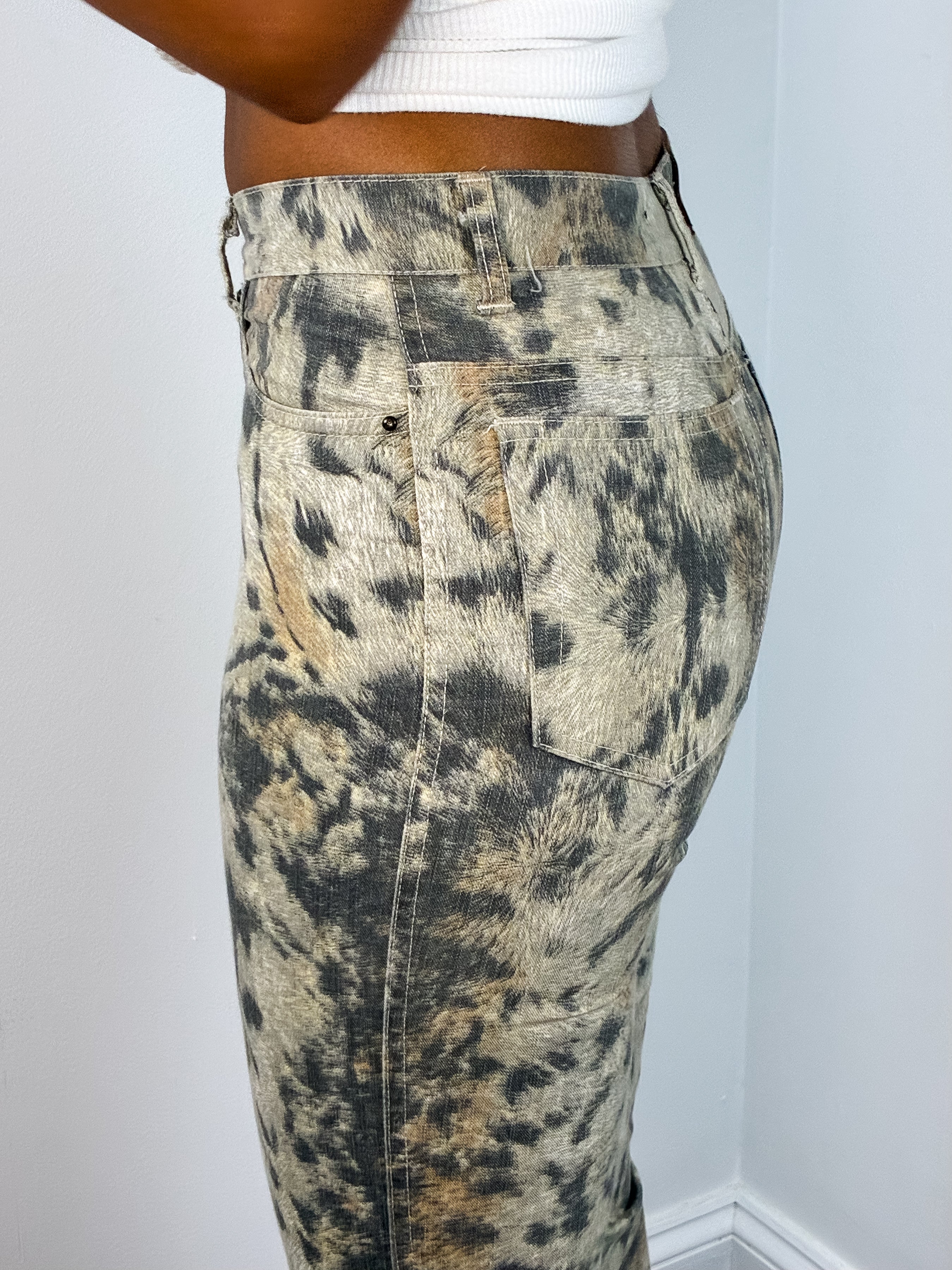 Just Cavalli 2000s Animal Print Flared Jeans - W25