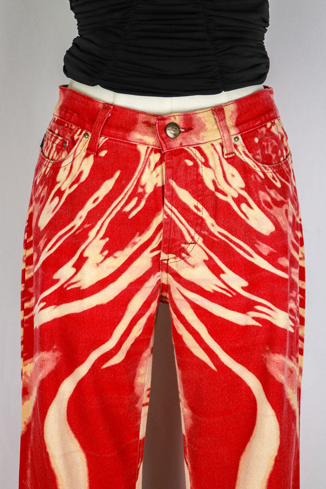 Just Cavalli SS2002 Psychedelic Lava Zebra Print Jeans