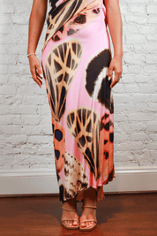 Blumarine Silk Butterfly Wing Maxi Dress