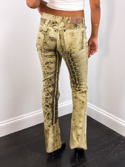 Just Cavalli 2000s Snakeskin Print Flared Jeans - W28
