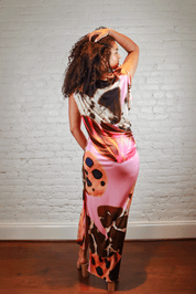 Blumarine Silk Butterfly Wing Maxi Dress