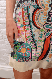 Christinaeffe Satin Floral Handkerchief Print Dress w/ Ring  Multi