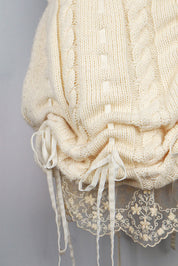 Gianni Versace Istante Cream Knit Bubble Skirt with Lace