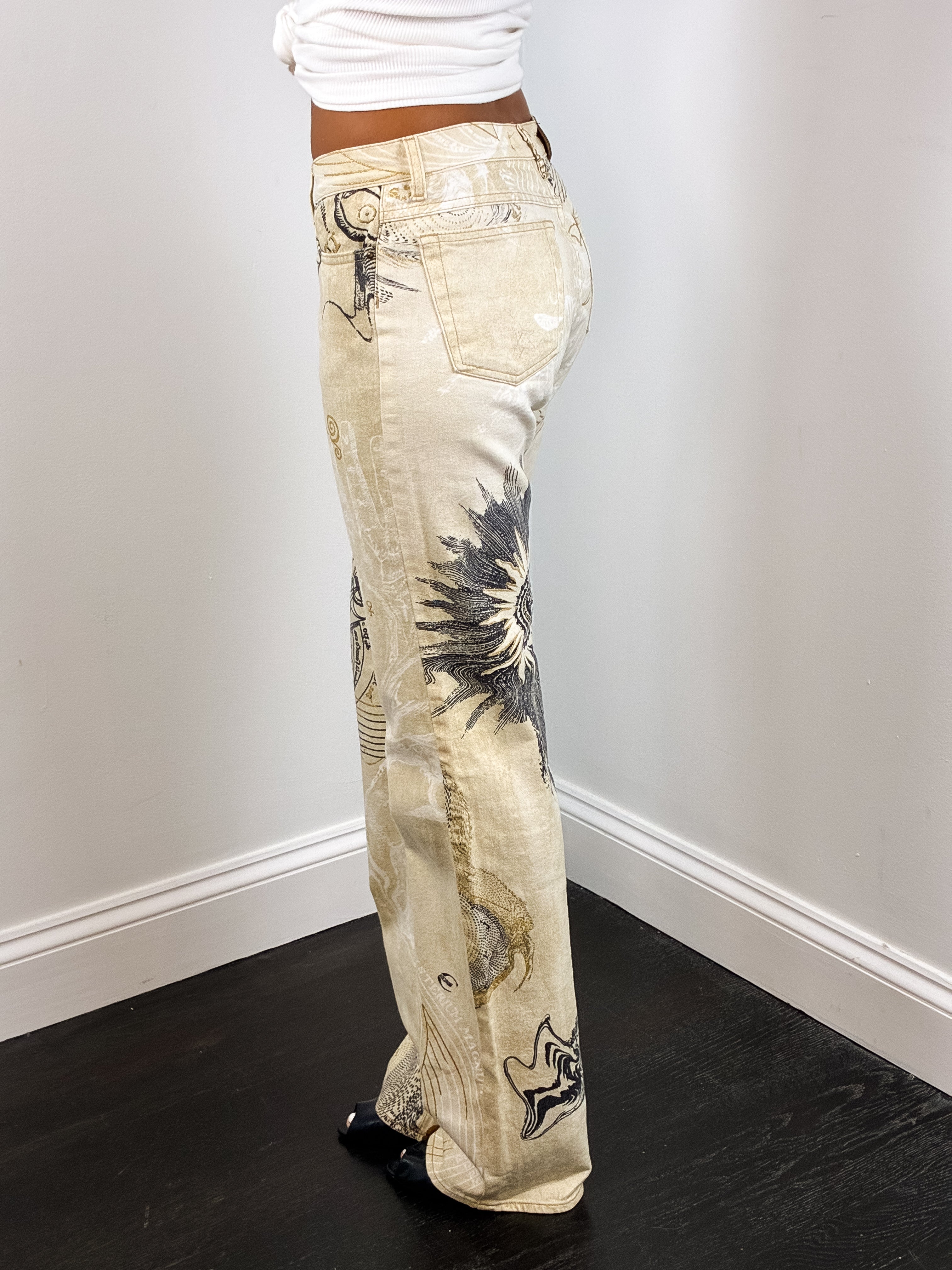 Just Cavalli FW2003 Scorpio Astrology Print Jeans - W29