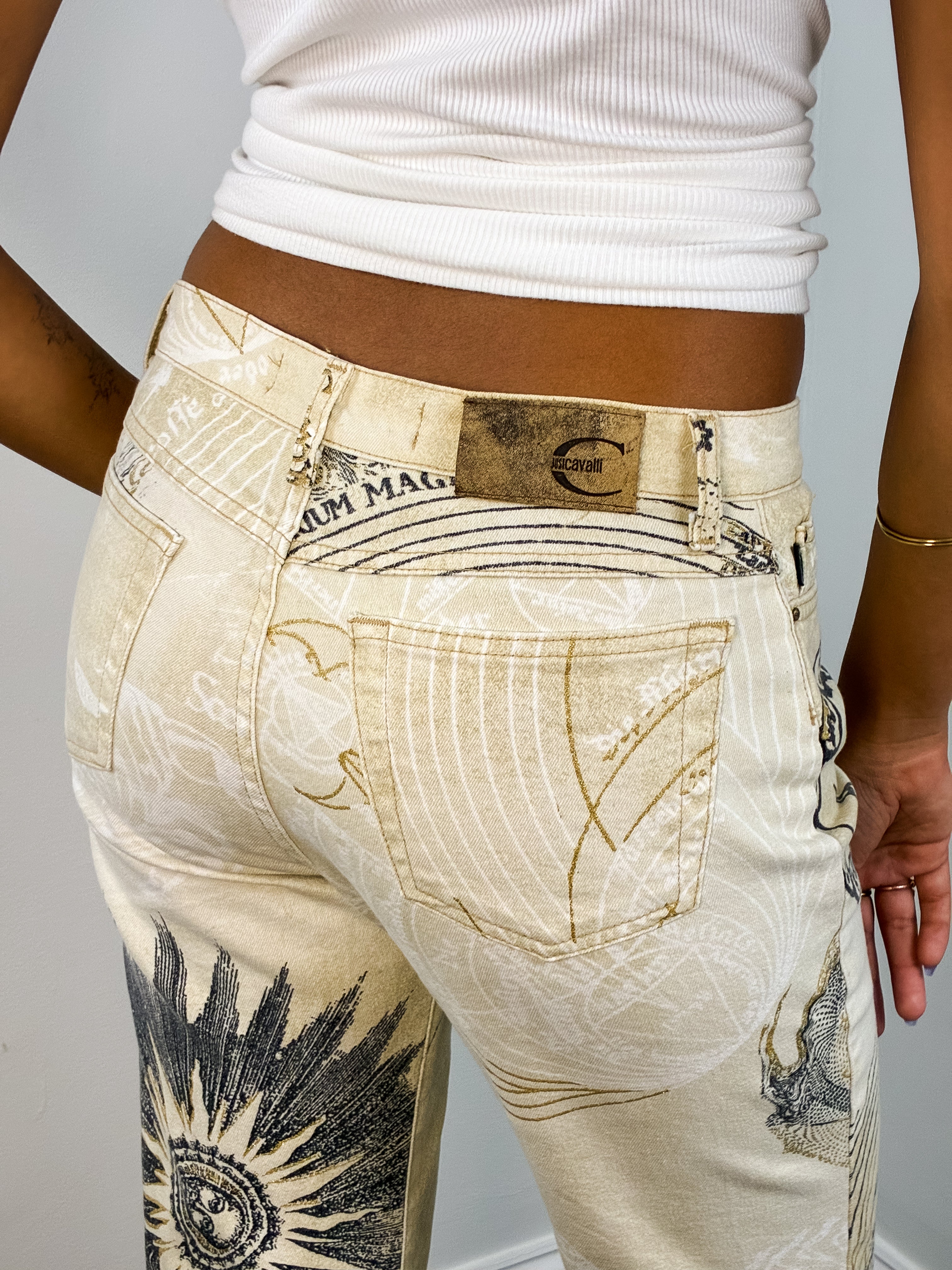 Just Cavalli FW2003 Scorpio Astrology Print Jeans - W29