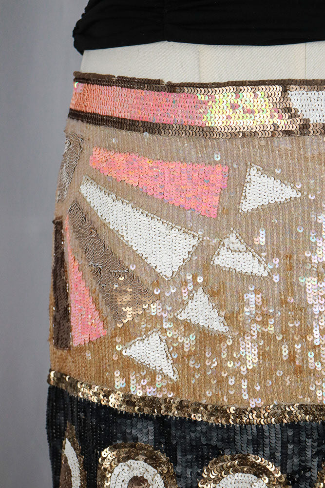 AllSaints Sequin Art Deco Mini Skirt