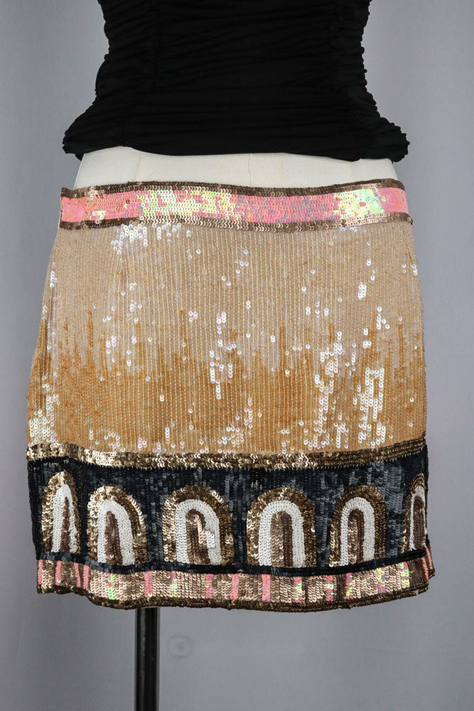 AllSaints Sequin Art Deco Mini Skirt