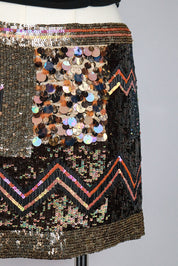 AllSaints 2010s Metallic Sequin Patch Mini Skirt