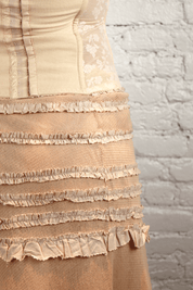 VDP Beige Corset and Ruffle Skirt Set