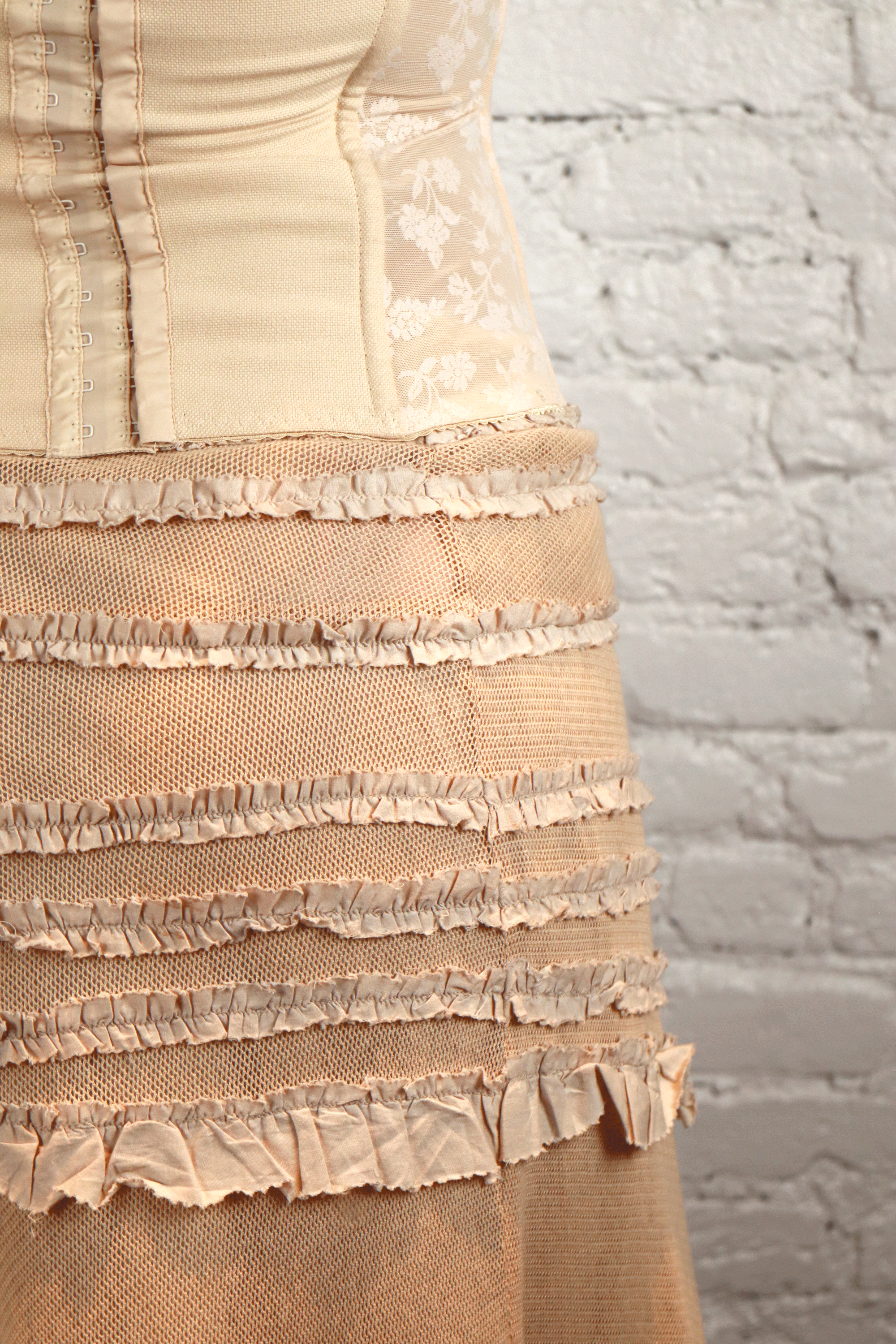 VDP Beige Corset and Ruffle Skirt Set