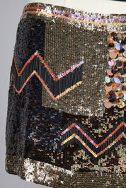 AllSaints 2010s Metallic Sequin Patch Mini Skirt