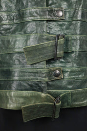 Gil Santucci Studded Dark Green Leather Jacket