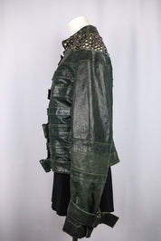 Gil Santucci Studded Dark Green Leather Jacket