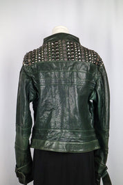 Gil Santucci Studded Dark Green Leather Jacket