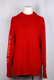 Cop Copine Red Wool Crewneck “Ta Romance…Du Soir” Sleeve Knit