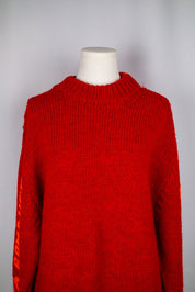 Cop Copine Red Wool Crewneck “Ta Romance…Du Soir” Sleeve Knit