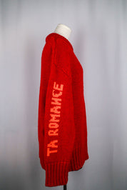 Cop Copine Red Wool Crewneck “Ta Romance…Du Soir” Sleeve Knit
