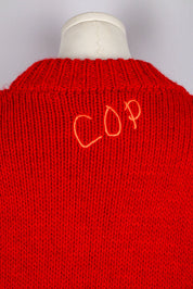 Cop Copine Red Wool Crewneck “Ta Romance…Du Soir” Sleeve Knit