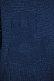 Dolce & Gabbana Navy Wool Ribbed Sweater with Red Trim