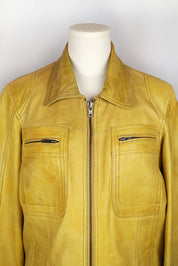 Yellow Lamb Leather Moto Jacket