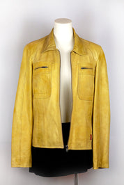 Yellow Lamb Leather Moto Jacket