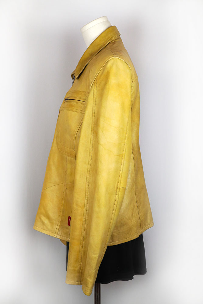 Yellow Lamb Leather Moto Jacket