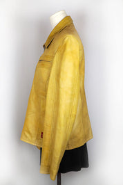 Yellow Lamb Leather Moto Jacket