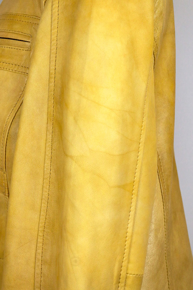 Yellow Lamb Leather Moto Jacket