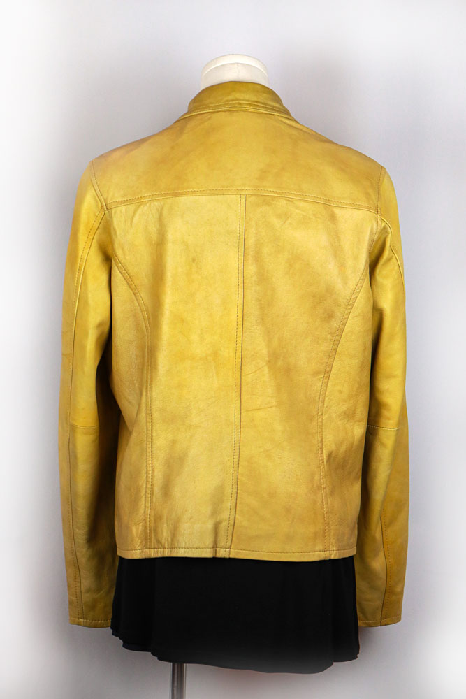 Yellow Lamb Leather Moto Jacket