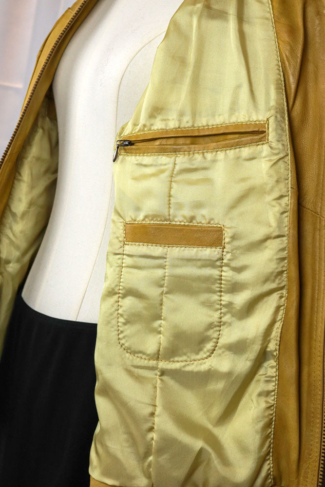 Yellow Lamb Leather Moto Jacket