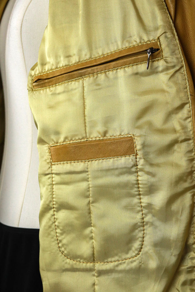 Yellow Lamb Leather Moto Jacket