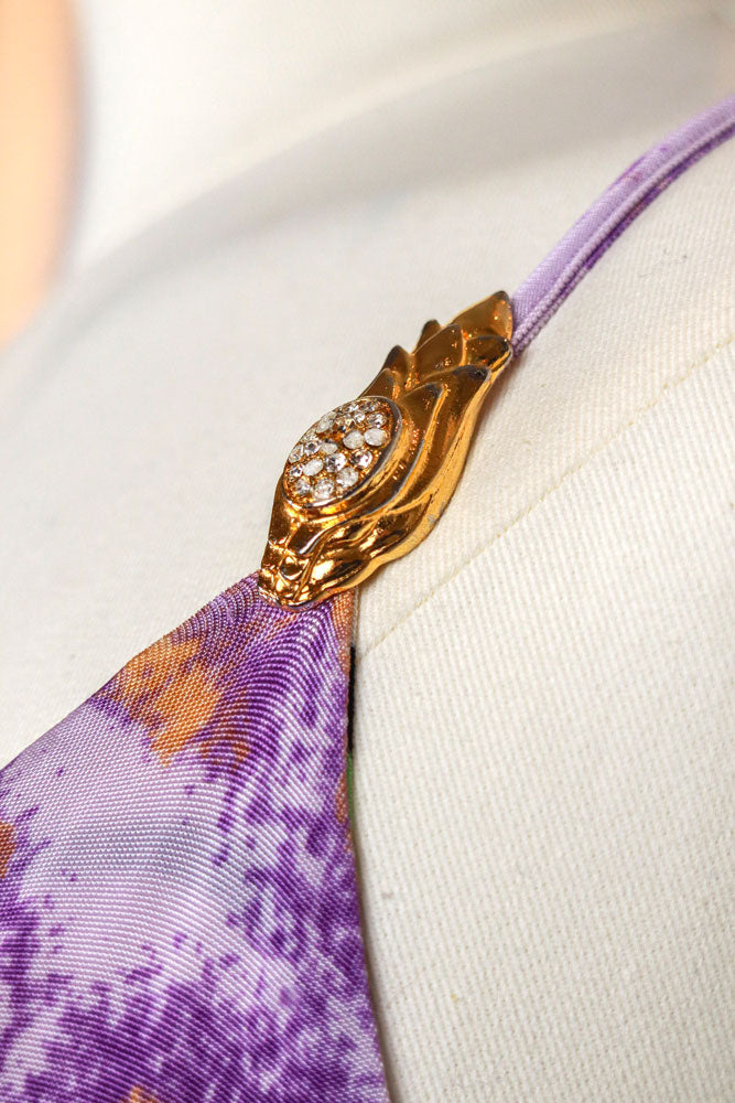 Roberto Cavalli 2000s Purple and White Floral Ruched Mini Dress