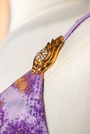 Roberto Cavalli 2000s Purple and White Floral Ruched Mini Dress