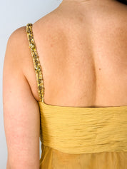 2000s Gold Beaded Ruched Mesh Camisole - S/M