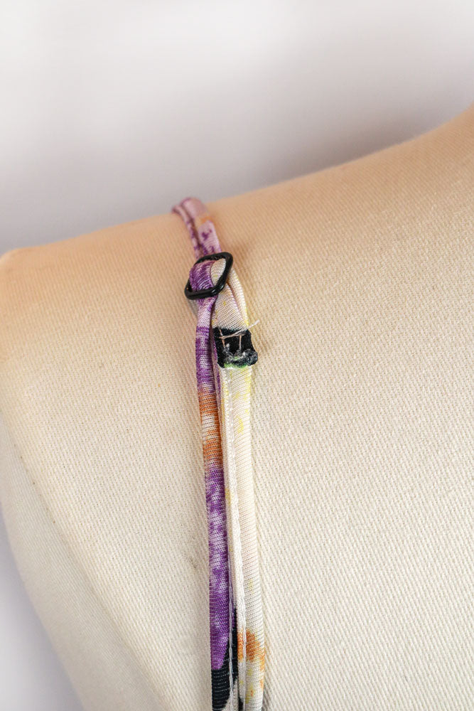 Roberto Cavalli 2000s Purple and White Floral Ruched Mini Dress