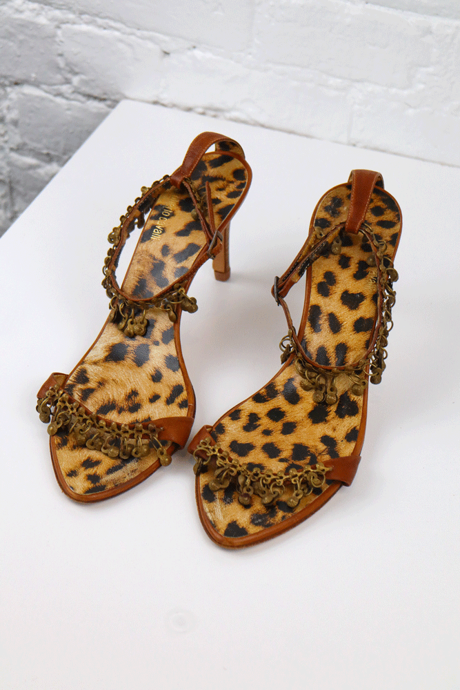 Roberto Cavalli Charm Strap Cheetah Sandals